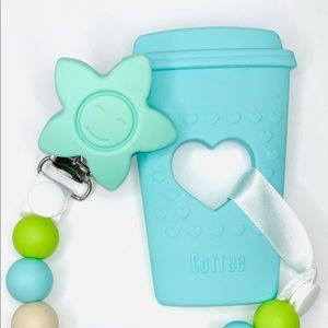 Coffee Teether and pacifier clip